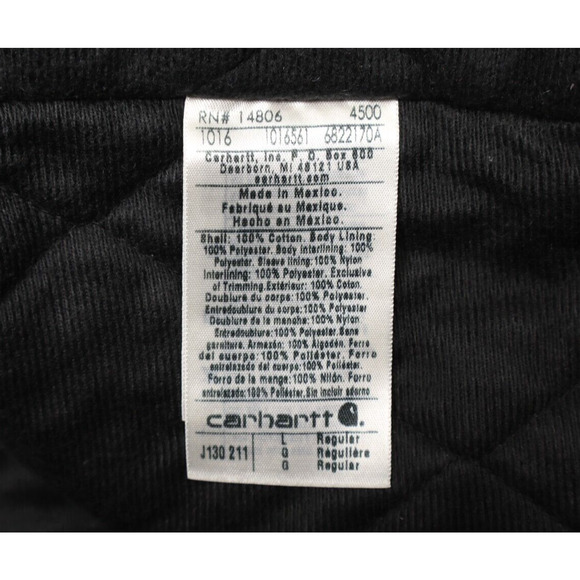 Carhartt Men's Work Jacket Hooded Canvas Washed Duck Quilted J130 Sz L - Picture 8 of 10